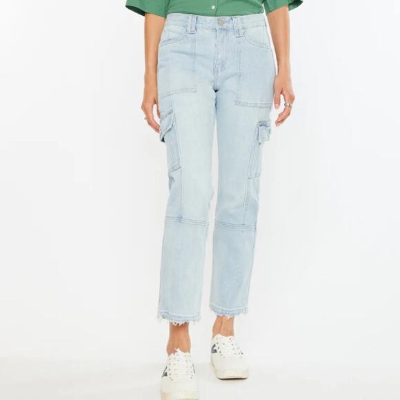 KanCan Felicity High Rise Slim Straight Ankle Leg Cargo Pants Jeans Womens 27 - Picture 1 of 13